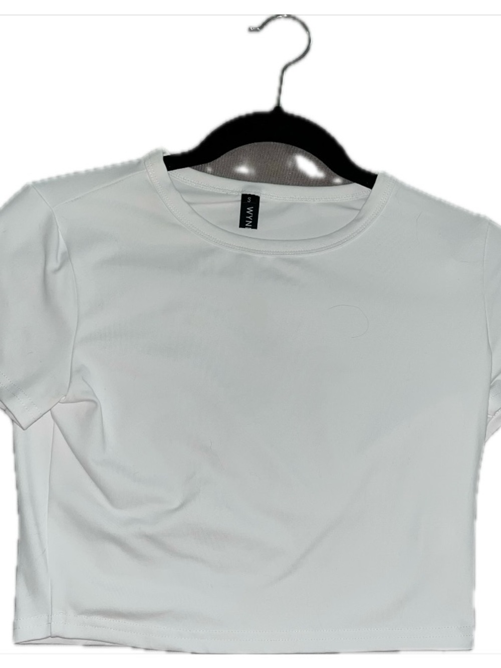 Cropped White Crewneck Short Sleeve Tee